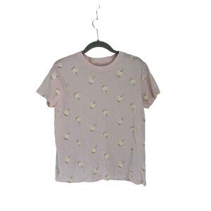 PRIMARK Tee "I Love You A Latte" Pink Crewneck Cotton T-Shirt Size Small